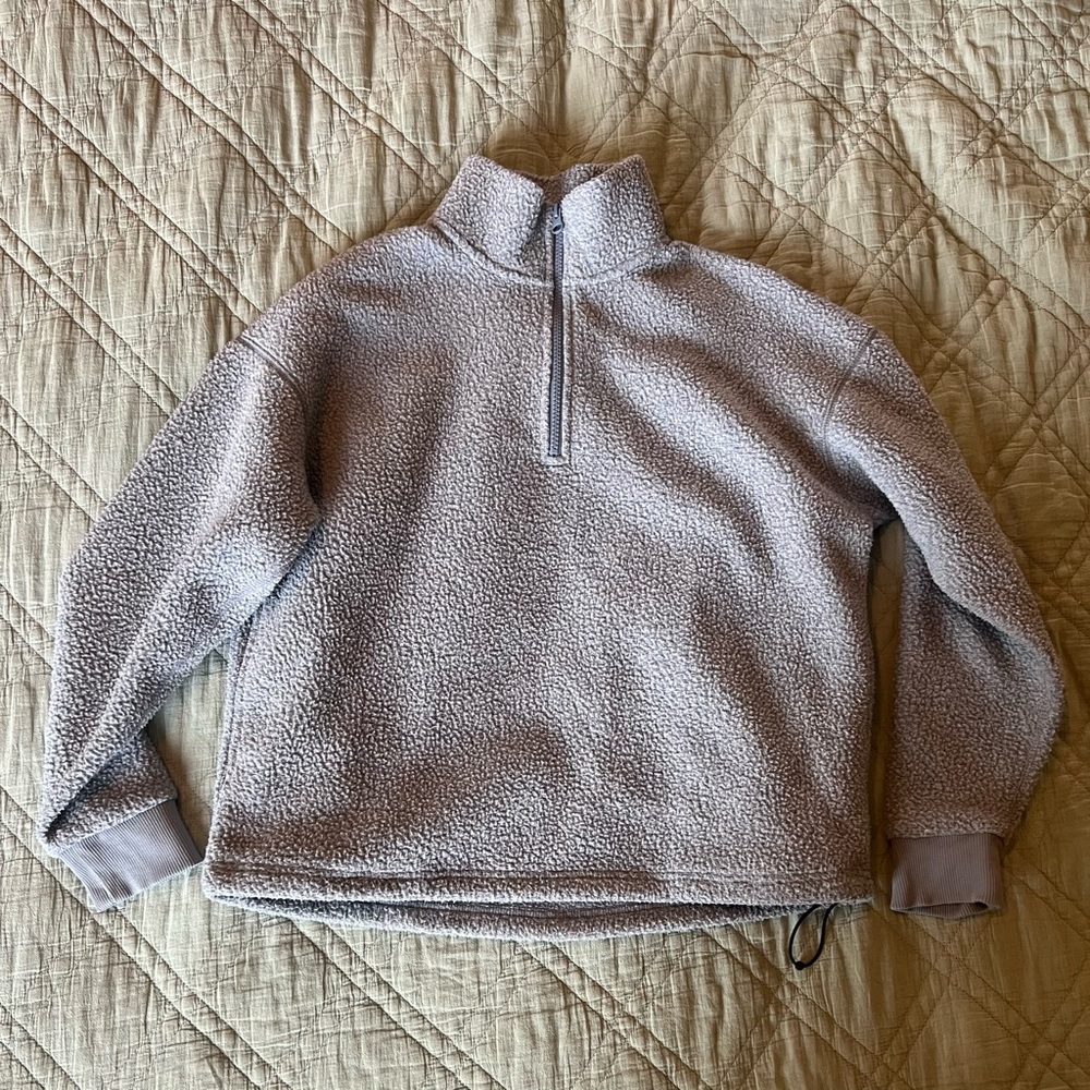 Everlane renew zip up turtleneck fleece sweater sweatshirt small baby blue